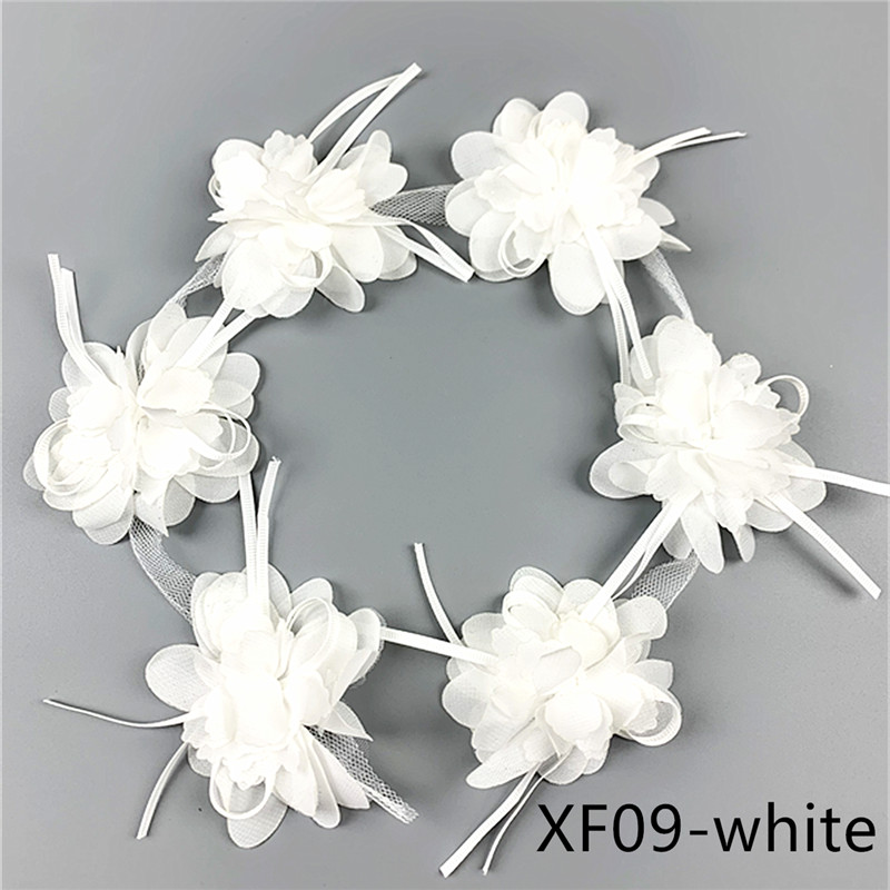 1 yard 10 flowers DIY handmade lace 8cm butterfly ribbon flower 120D chiffon XF09