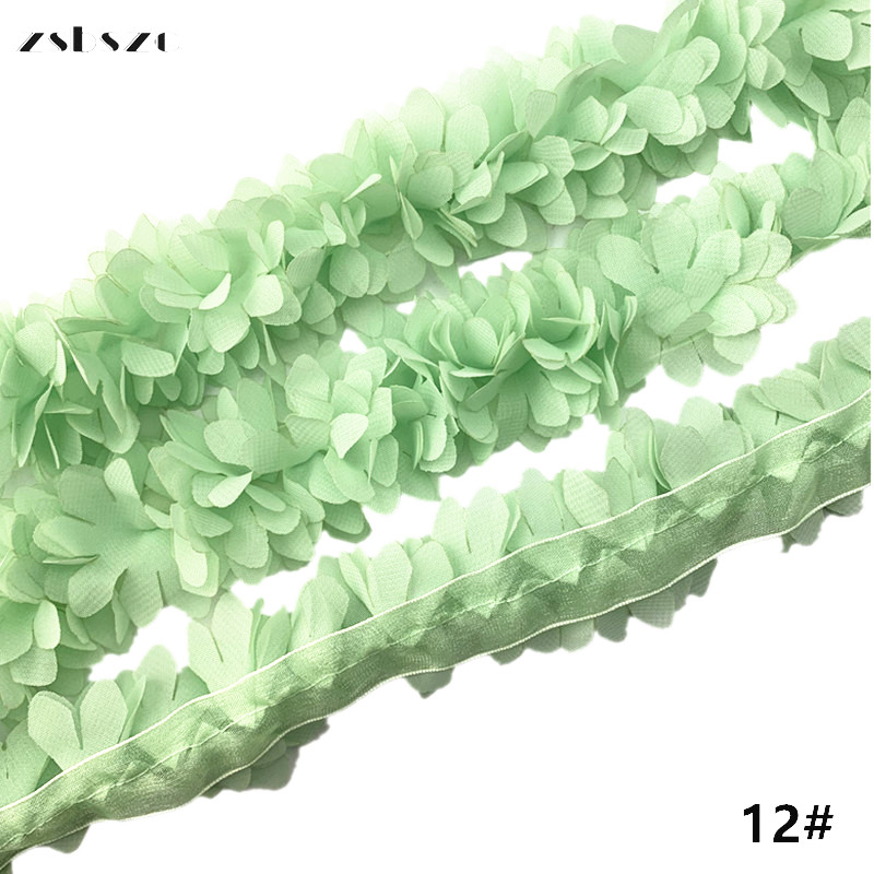 90CM 3D Chiffon Flowers DIY 6cm Width lace trim lace ribbon Lace Dress Decoration Fabric Applique Sewing Supplies XF10