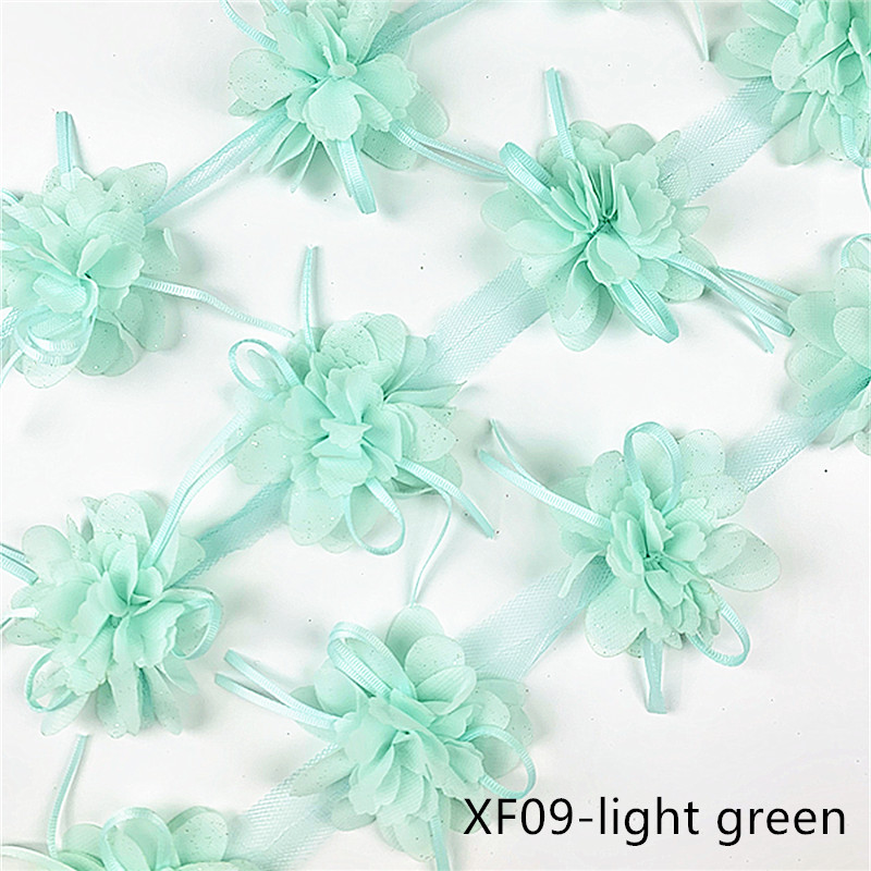 1 yard 10 flowers DIY handmade lace 8cm butterfly ribbon flower 120D chiffon XF09
