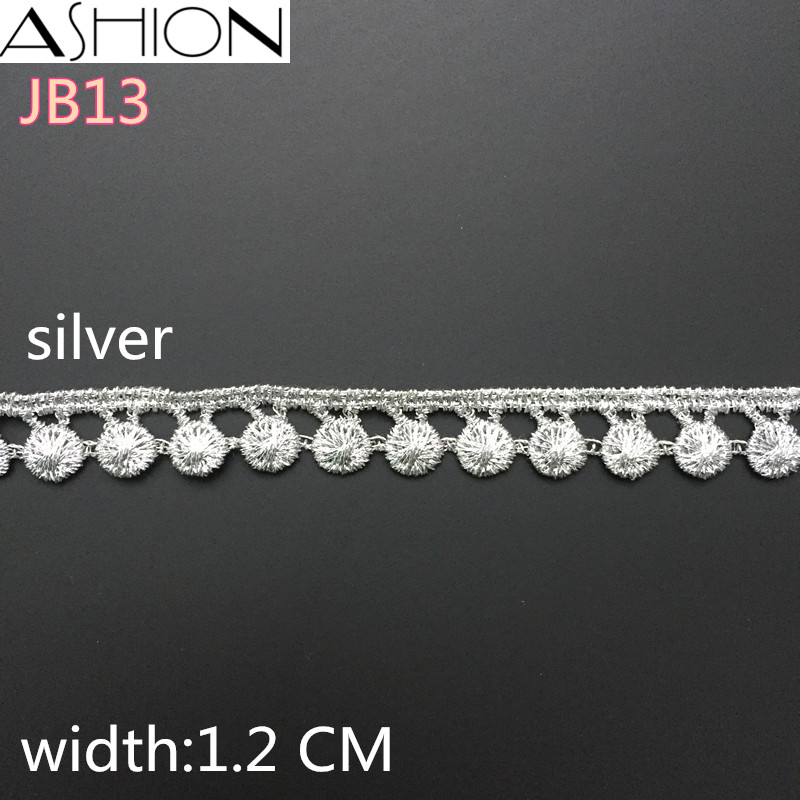 5 yards  Width 12mm gold and sliver Lace Fabric,DIY Garment Accessories,Sewing Edge Trim Wedding Lace,Lace Material   LP-JB13