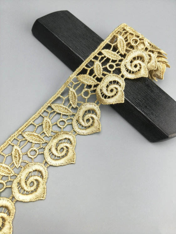 2 yards 5cm wide gold water soluble embroidery lace fabric lace necklace hair accessories lace trim   JB101