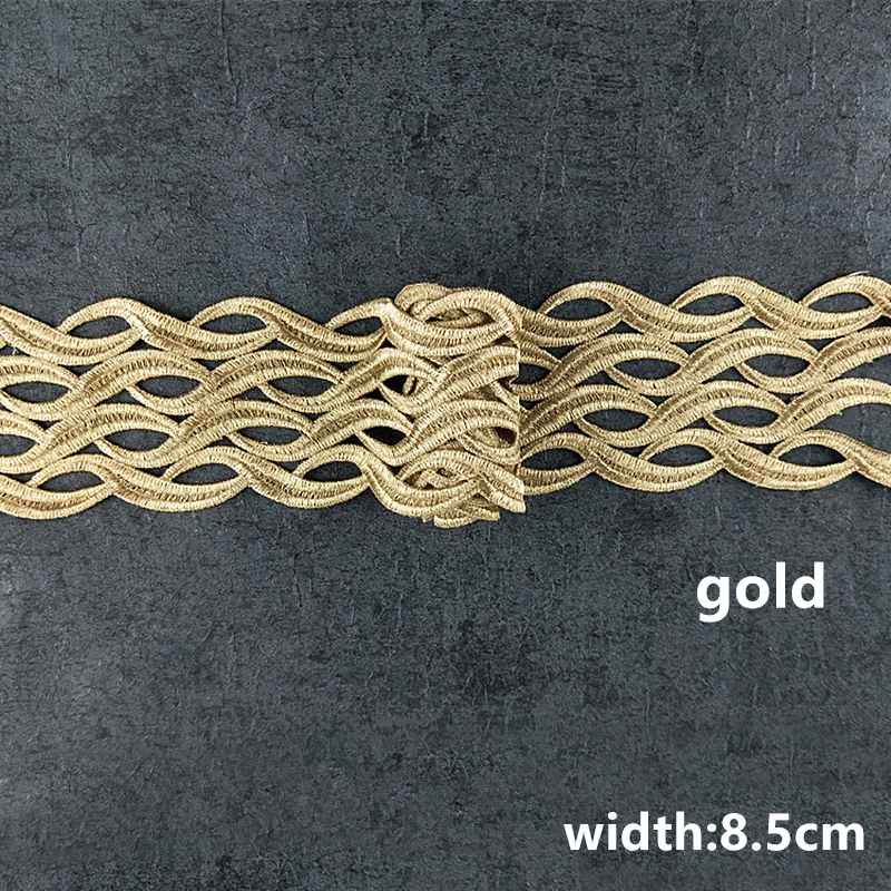 width 8.5CM gold black white water soluble embroidery lace trim ribbon fabric garment accessories JB66
