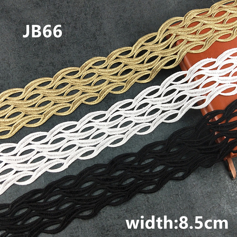 width 8.5CM gold black white water soluble embroidery lace trim ribbon fabric garment accessories JB66