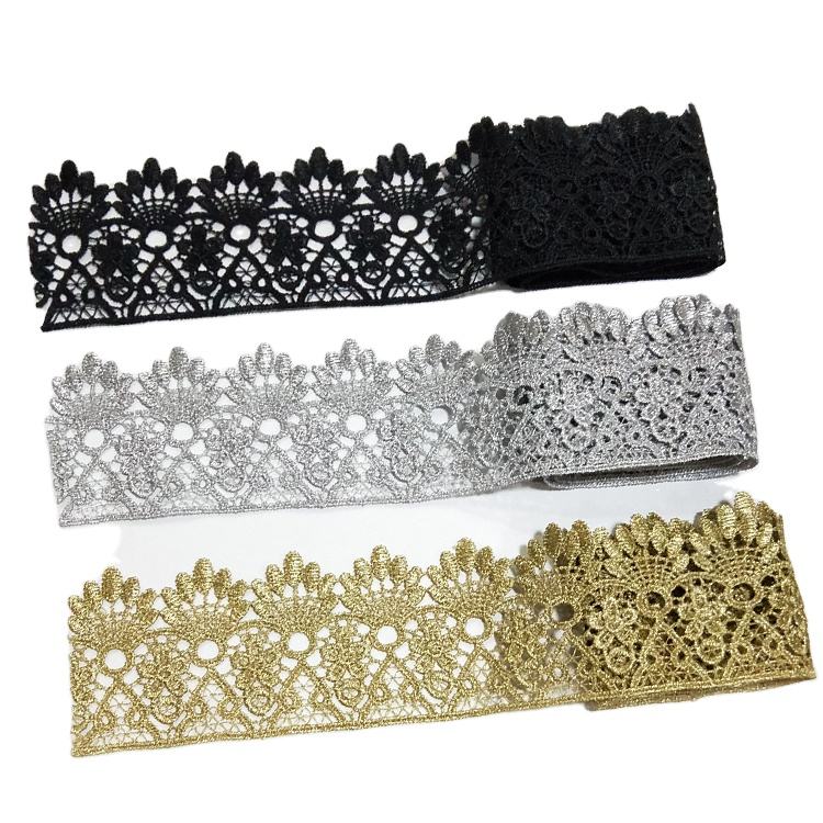 fashion venise silver gold Crown gear water soluble embroidery hollow lace fabric lace necklace hair accessories lace trim JB19