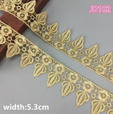 2 yards 5cm wide gold water soluble embroidery lace fabric lace necklace hair accessories lace trim JB102