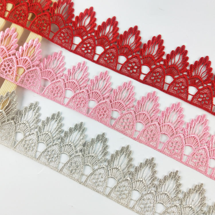 2 size gold silver water soluble embroidery crown flower gear lace trim for sewing fabric accessories    JB30