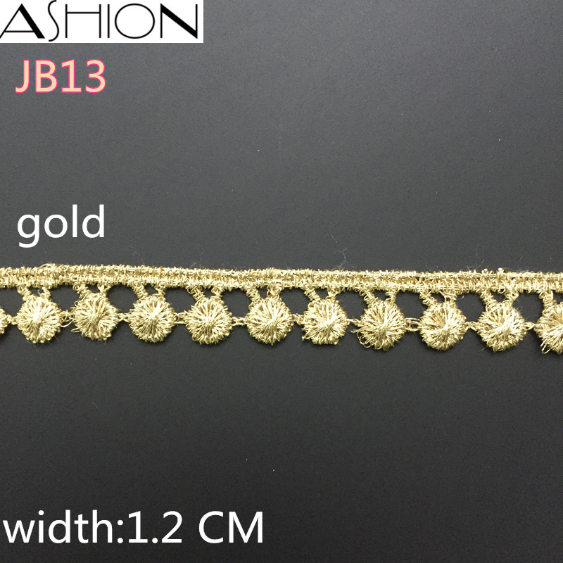 5 yards  Width 12mm gold and sliver Lace Fabric,DIY Garment Accessories,Sewing Edge Trim Wedding Lace,Lace Material   LP-JB13