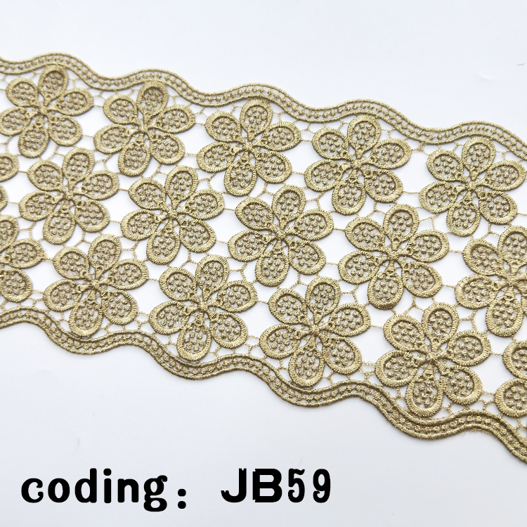 45cm Gold water soluble flower Lace Trims handmade sewing craft guipure Lace fabric supplier JB59