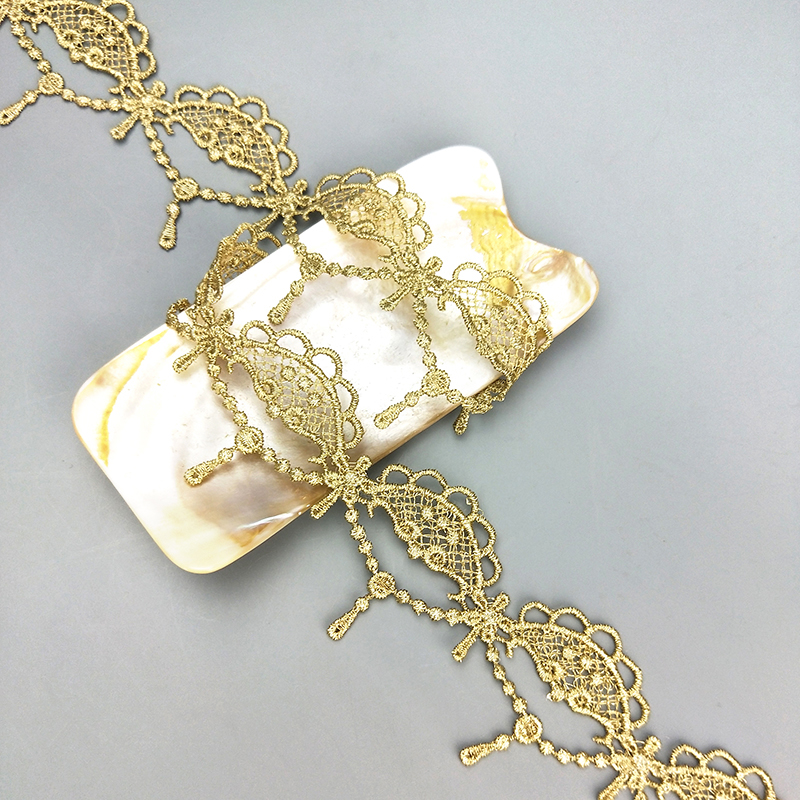 2 yards Width 4CM sewn golden lace trim lolita lace DIY tassel garment accessories macrame embroidery lace JB111