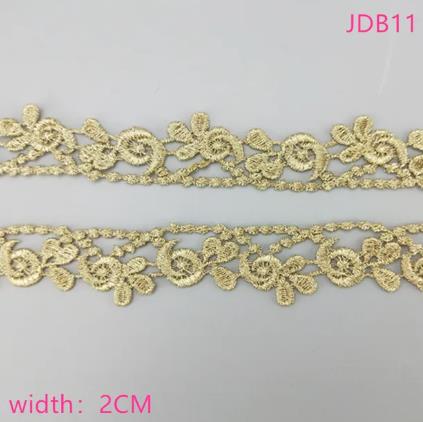 2 yards Width 0.6-3CM High quality sewn gold lace trim braid lace DIY garment accessories skirt cutout embroidery lace   JDB01-11