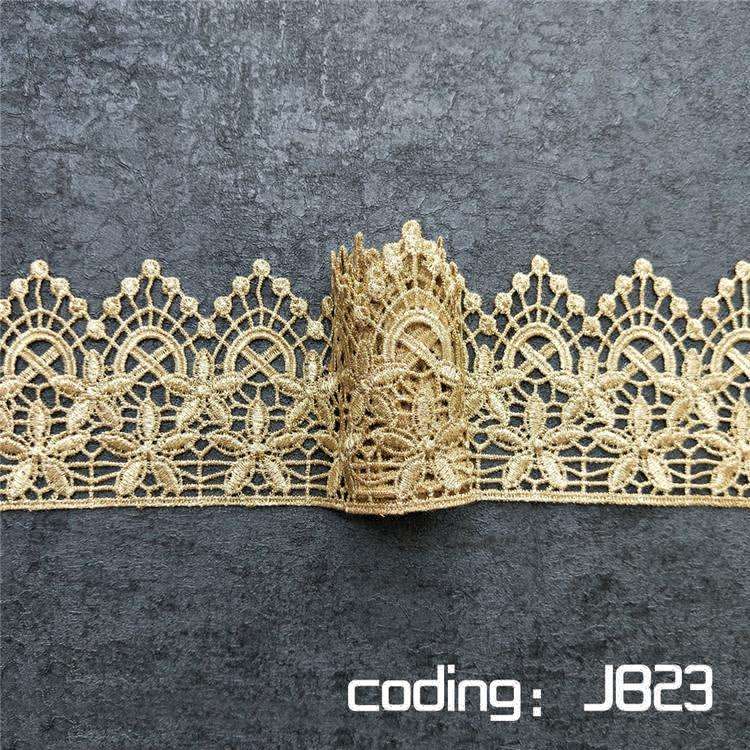 width 8CM gold water soluble embroidery crown gear lace trim ribbon fabric JB23