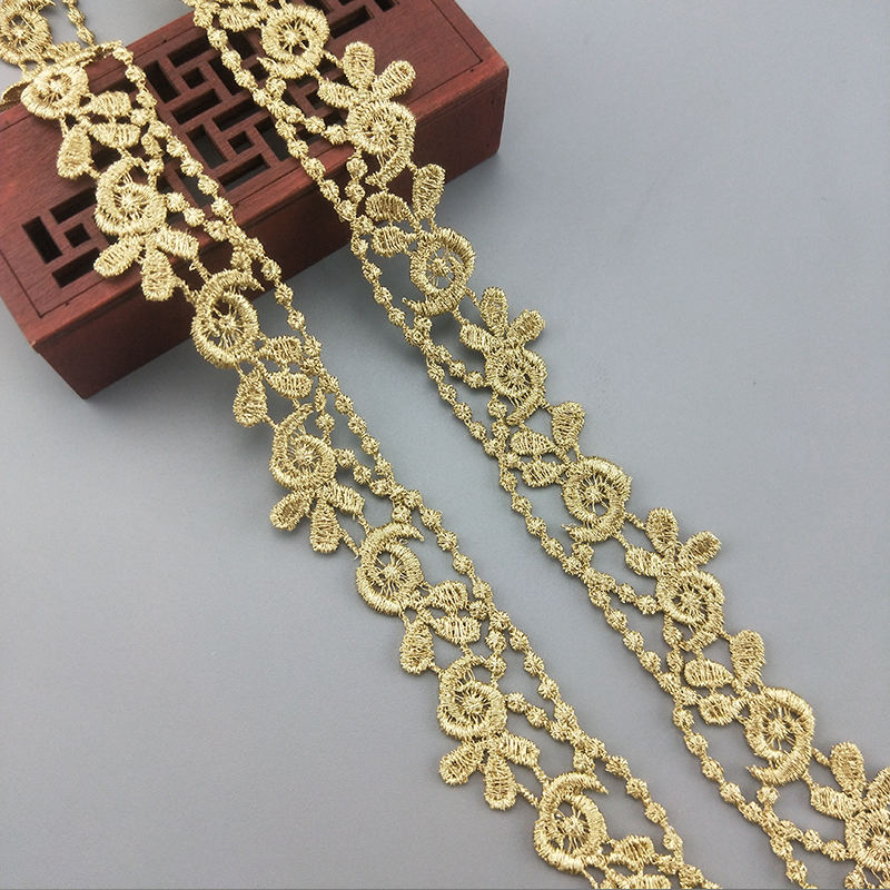 2 yards Width 0.6-3CM High quality sewn gold lace trim braid lace DIY garment accessories skirt cutout embroidery lace   JDB01-11