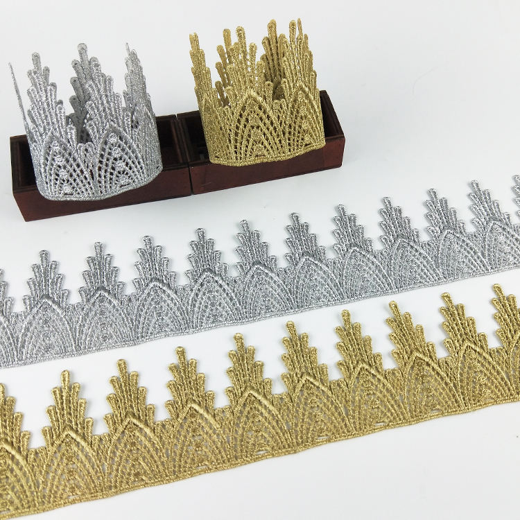 CHICKNIT wide70mm Fashion gold silver embroidery lace crown trimmings for sewing fabric accessories JB68