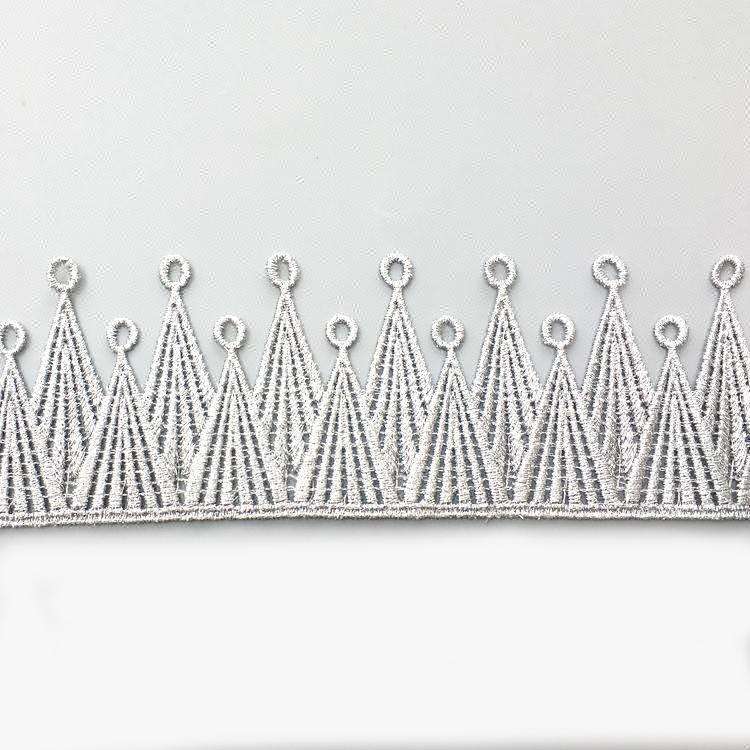 CHICKNIT width 6CM gold silver water soluble embroidery crown flower lace trim ribbon fabric JB32
