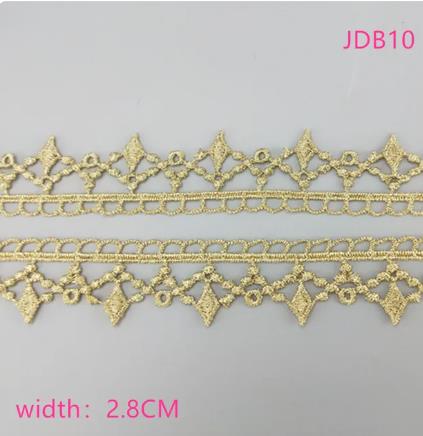 2 yards Width 0.6-3CM High quality sewn gold lace trim braid lace DIY garment accessories skirt cutout embroidery lace   JDB01-11