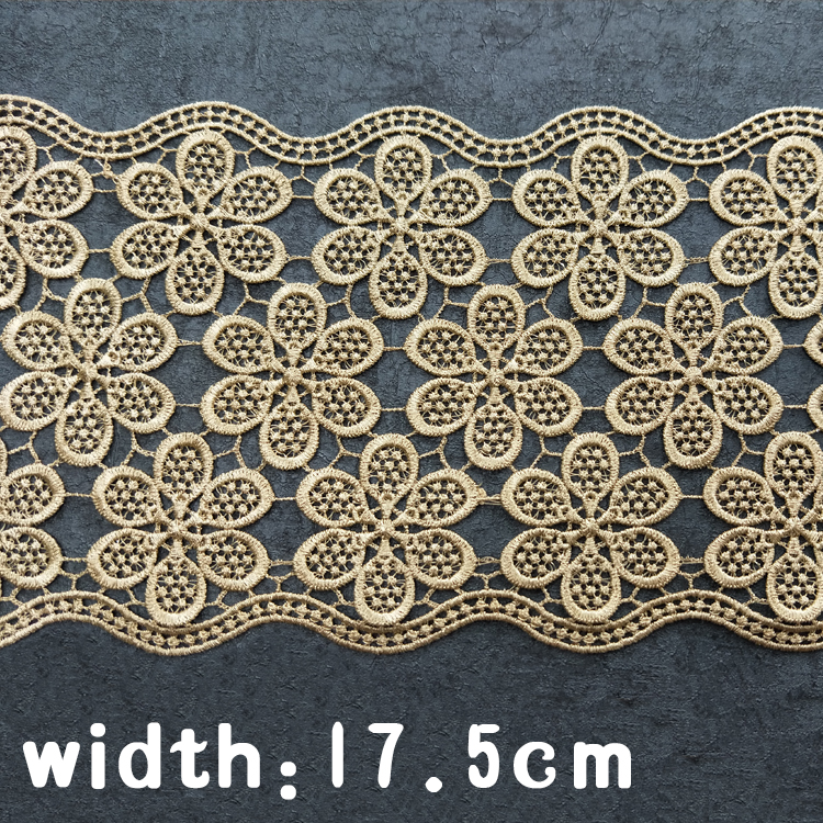 45cm Gold water soluble flower Lace Trims handmade sewing craft guipure Lace fabric supplier JB59