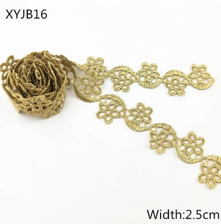 2y gold lace DIY lolita garment accessories sewing lace trim width 1.2-12CM the queen dress wedding lace material  XYJB01 -XYJB36