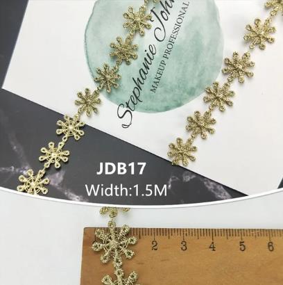High quality 2 yards Width 1.5-2CM sewn gold lace trim braid lace DIY garment accessories skirt cutout embroidery lace JDB14-17