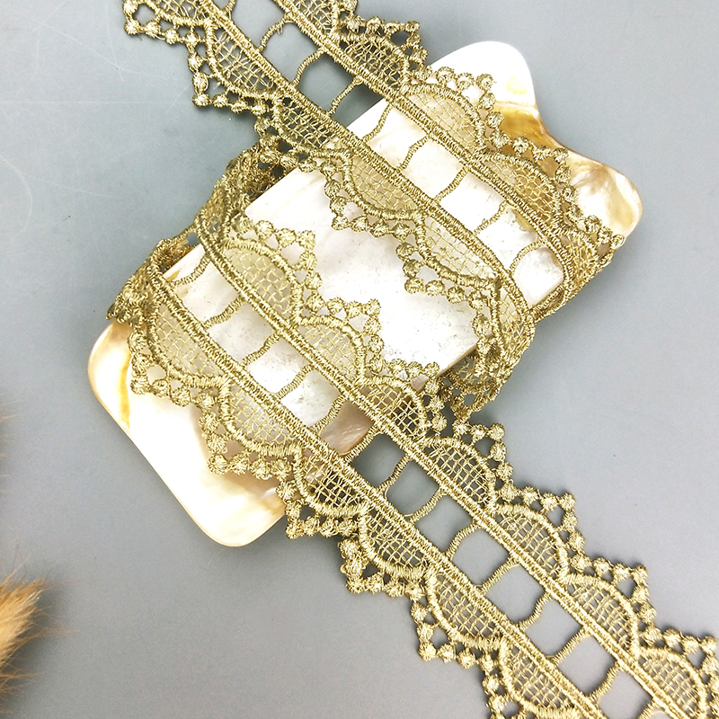 2 yards Width 4CM sewn golden lace trim lolita lace DIY tassel garment accessories macrame embroidery lace JB110