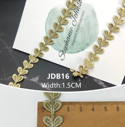 High quality 2 yards Width 1.5-2CM sewn gold lace trim braid lace DIY garment accessories skirt cutout embroidery lace JDB14-17