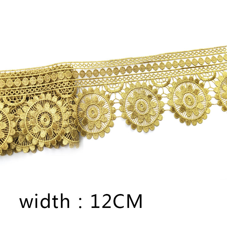 Fashion sun flower leaf Gold lace trim Embroidered for clothes Accessories sewing craft J01-06