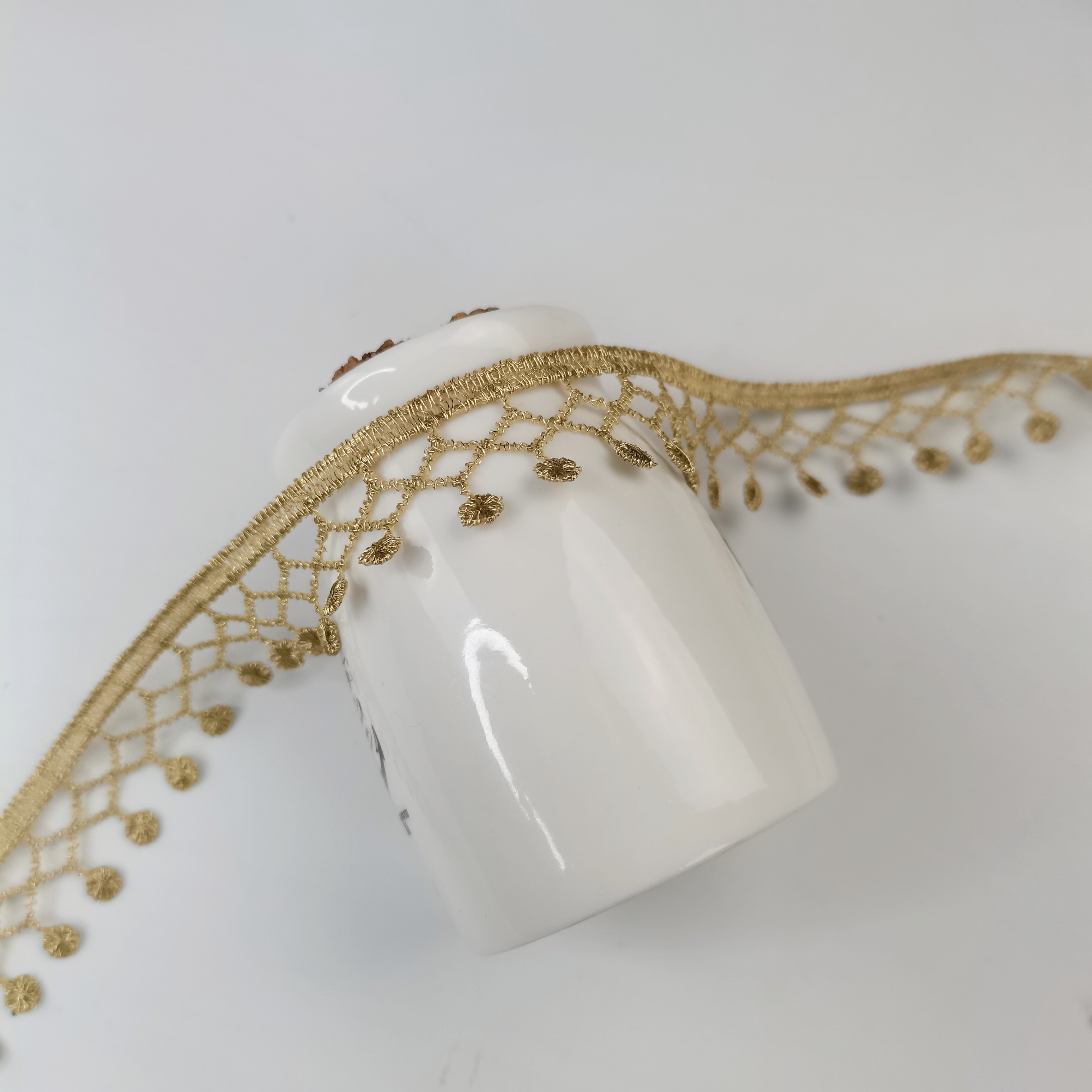 5 yardsw wide 2CM gold water soluble embroidery hollow flower lace fabric lace necklace hair accessories lace trim LP-JB21