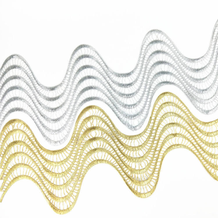 wide 200mm fashion silver golden Metal thread guipure lace trim for sewing supplies lace garment Headscarf decoration JB73