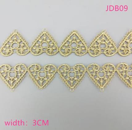 2 yards Width 0.6-3CM High quality sewn gold lace trim braid lace DIY garment accessories skirt cutout embroidery lace   JDB01-11