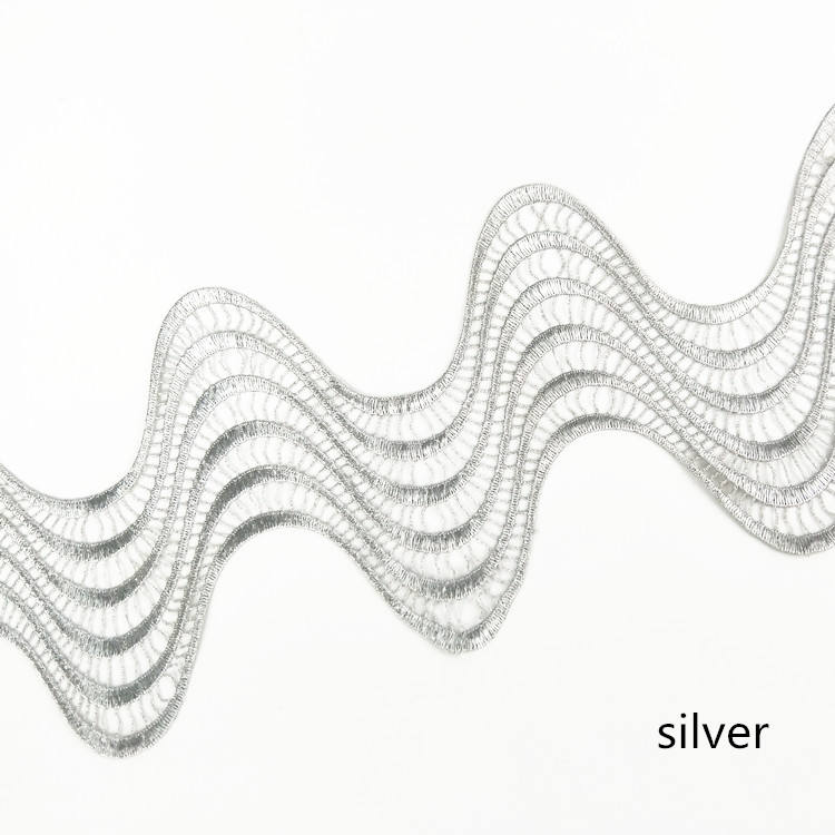 wide 200mm fashion silver golden Metal thread guipure lace trim for sewing supplies lace garment Headscarf decoration JB73