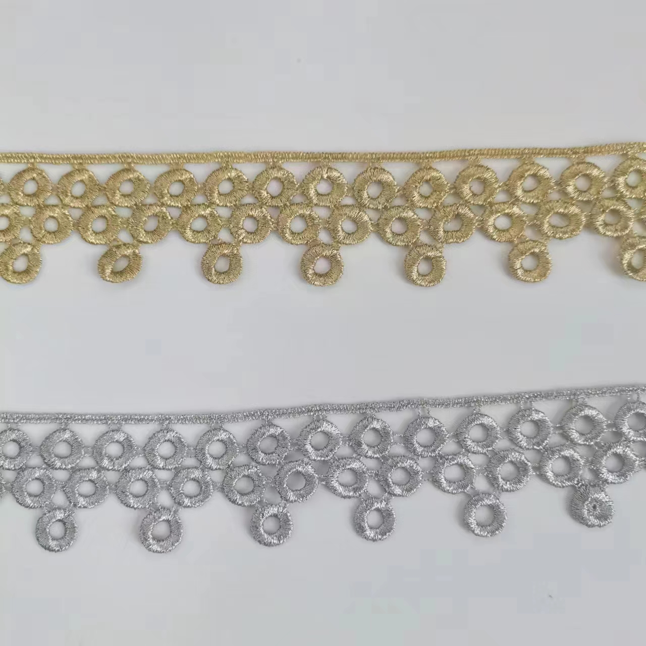 3 Yards 3.8cm Beautiful Mesh gold LaceTrim Fabric circle of gear Embroidered Sewing Supplies DIY Ribbon JB16