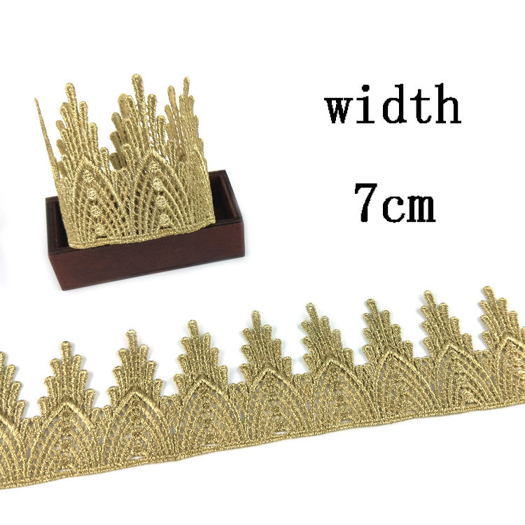 CHICKNIT wide70mm Fashion gold silver embroidery lace crown trimmings for sewing fabric accessories JB68