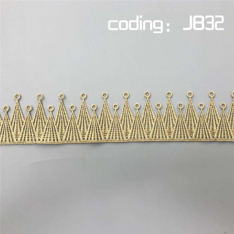 CHICKNIT width 6CM gold silver water soluble embroidery crown flower lace trim ribbon fabric JB32
