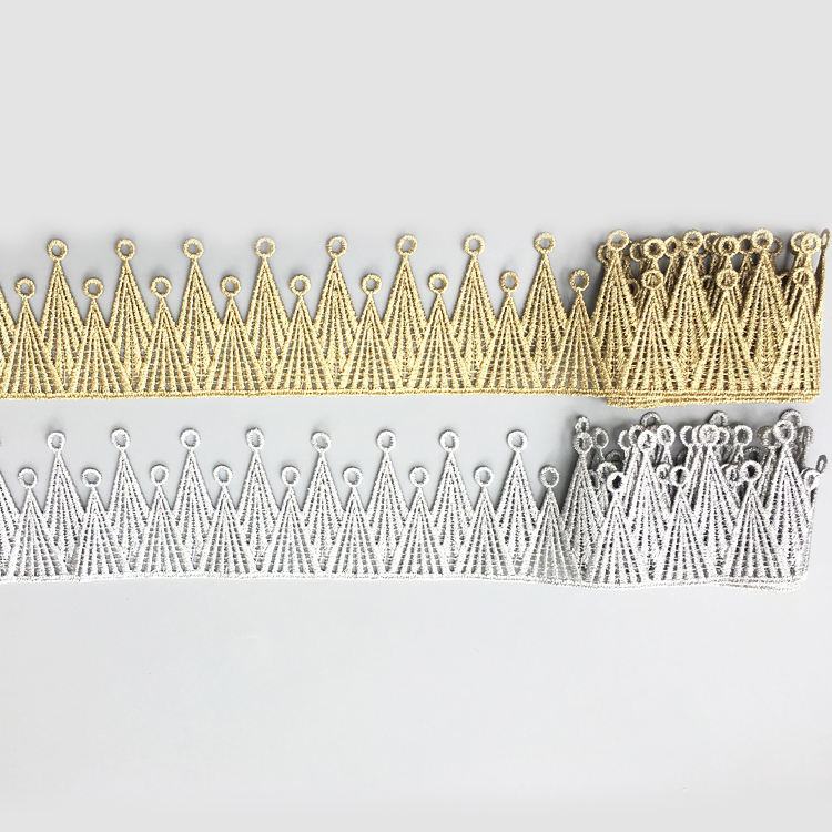 CHICKNIT width 6CM gold silver water soluble embroidery crown flower lace trim ribbon fabric JB32