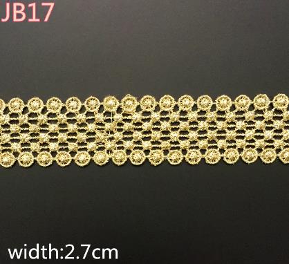 3 yards dot gold Venise Lace Fabric Sewing Edge Wedding Lace Trim DIY Garment Accessories Width 27mm JB17