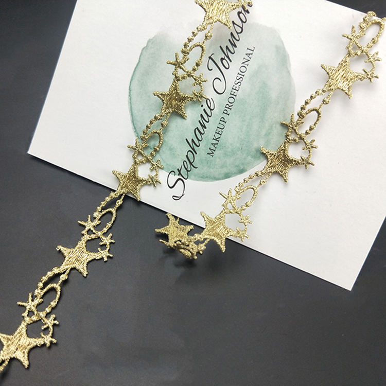 High quality 2 yards Width 1.5-2CM sewn gold lace trim braid lace DIY garment accessories skirt cutout embroidery lace JDB14-17