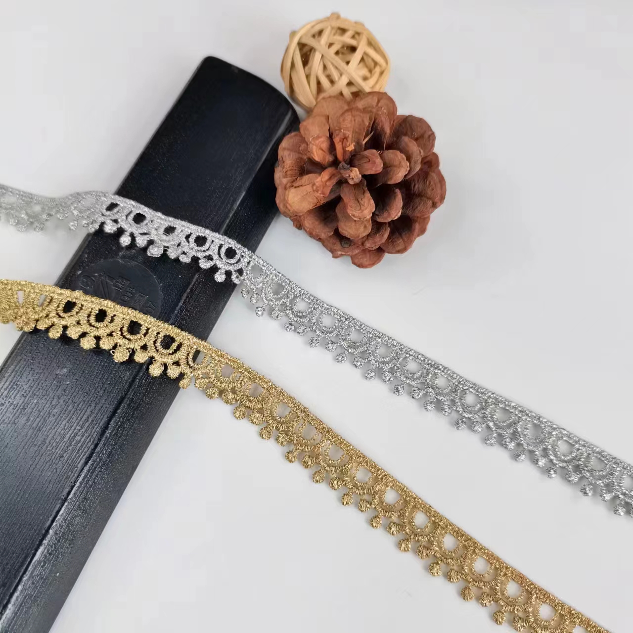 5 yards Width 13mm gold and silver Lace Fabric,DIY Garment Accessories,Sewing Edge Trim Wedding Lace,Lace Material   LP-JB05