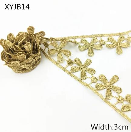 2y gold lace DIY lolita garment accessories sewing lace trim width 1.2-12CM the queen dress wedding lace material  XYJB01 -XYJB36