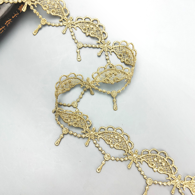 2 yards Width 4CM sewn golden lace trim lolita lace DIY tassel garment accessories macrame embroidery lace JB111