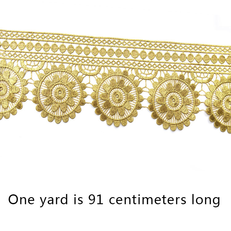 Fashion sun flower leaf Gold lace trim Embroidered for clothes Accessories sewing craft J01-06