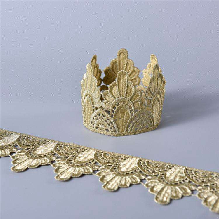 2 yards gold water soluble embroidery lace fabric lace necklace hair accessories lace trim LP-JB18