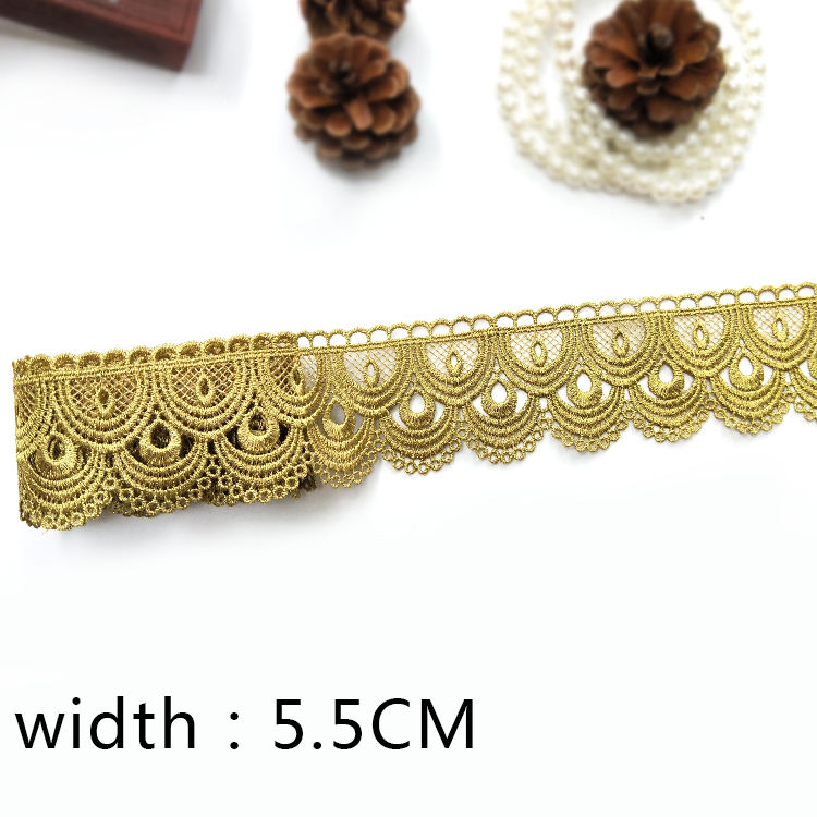 Fashion sun flower leaf Gold lace trim Embroidered for clothes Accessories sewing craft J01-06