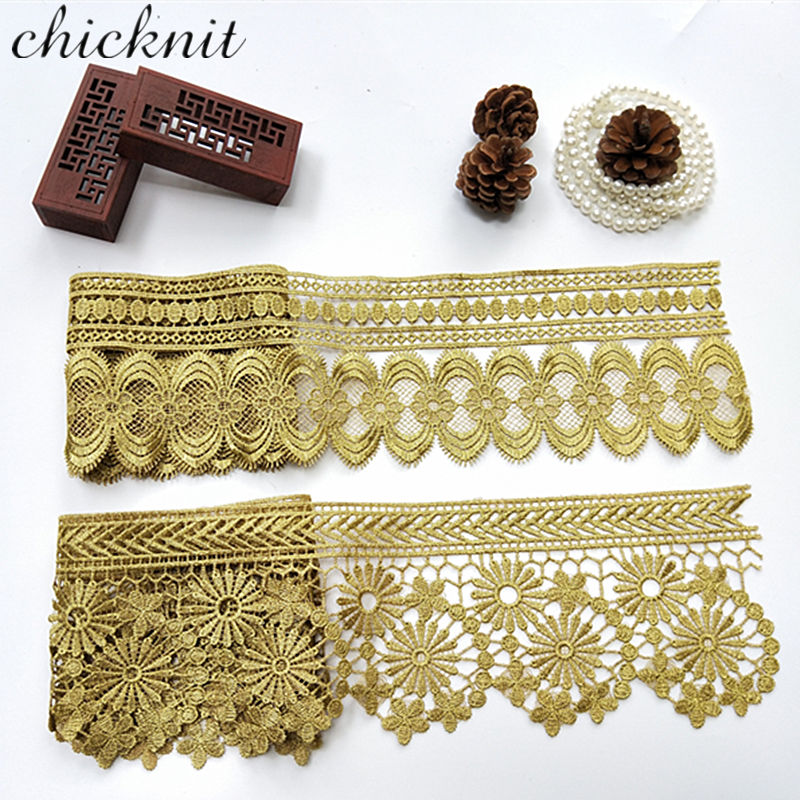 new Beautiful guipure Golden lace trim for sewing Window curtains Lace excipient  J07-08
