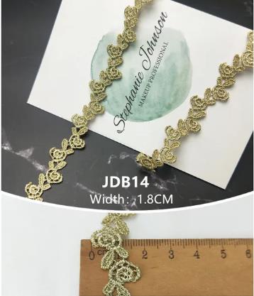 High quality 2 yards Width 1.5-2CM sewn gold lace trim braid lace DIY garment accessories skirt cutout embroidery lace JDB14-17