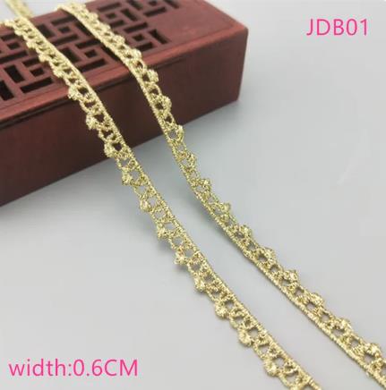 2 yards Width 0.6-3CM High quality sewn gold lace trim braid lace DIY garment accessories skirt cutout embroidery lace   JDB01-11