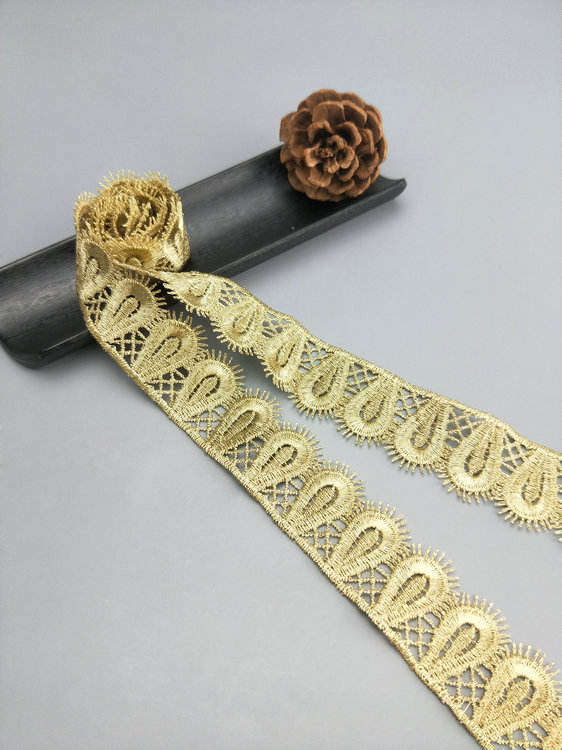 2 yards 2.8cm wide tassel gold water soluble embroidery lace fabric lace necklace hair accessories lace trim JB100