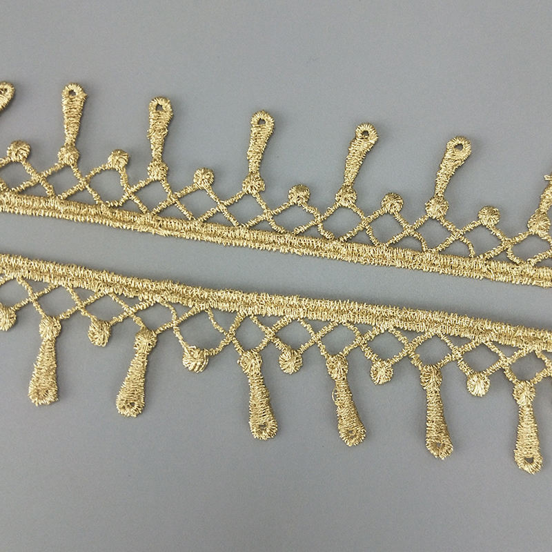 2 yards 3.3cm wide tassel gold water soluble embroidery lace fabric lace necklace hair accessories lace trim JB99