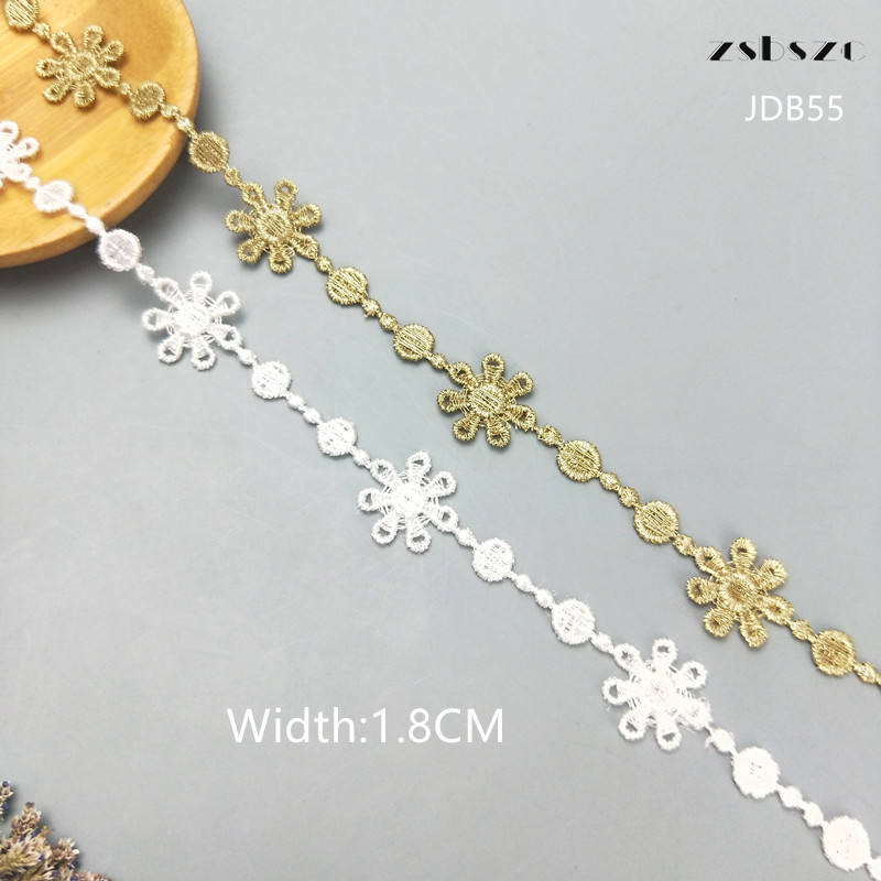 zsbszc 2 yards Width 1.8CM sewn white golden lace trim lolita lace DIY tassel garment accessories macrame embroidery lace JDB55