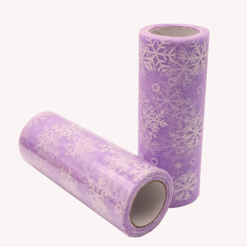 10y  Snowflake Wholesale Organza For Making Dress Tulle Fabric Glitter Costume Snowflake Printed Organza Fabric   HX013