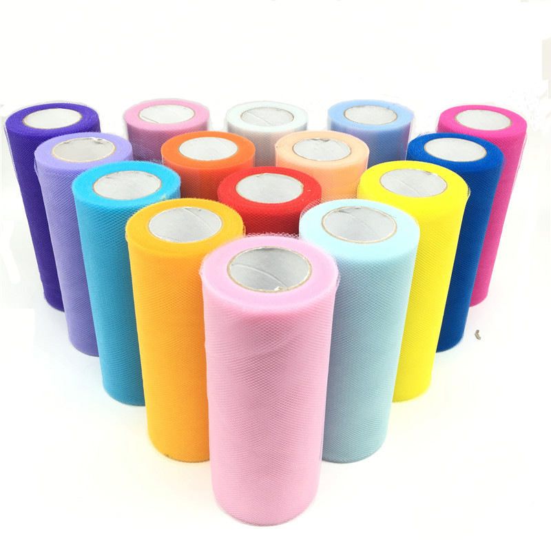 25 Yards 15cm    Factory Direct  100% Polyester Tulle Roll Decoration Wedding Dress Fabric Medium Soft Tulle   HX002