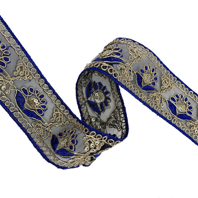 5mm wide Retro sequined lace trim for women's organza skirt edge braided with ethnic clothing accessories Flash embroidered mesh lace ZB003